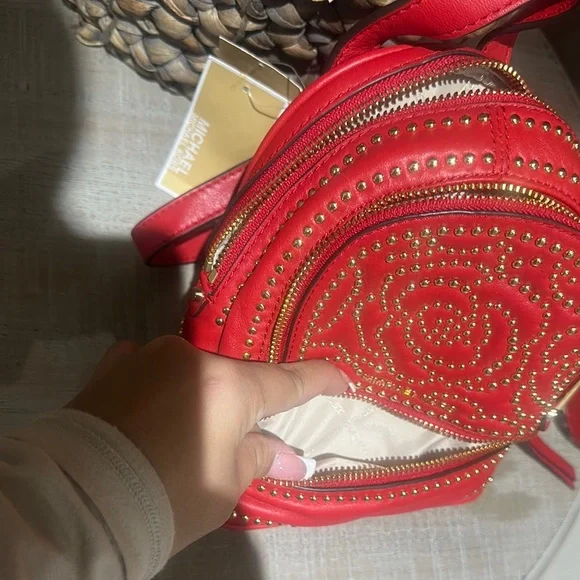 Michael Kors Red Backpack with Gold Studs Michael Kors | Bags | Michael Kors Red Leather Backpack With  main image 4